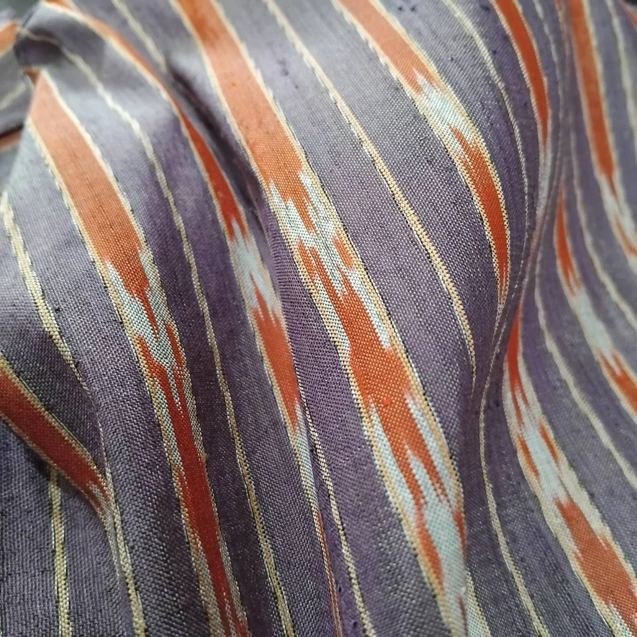 Ikat Native Silk, Luk Pu Pattern, Grey-Purple and Light Deep Plum