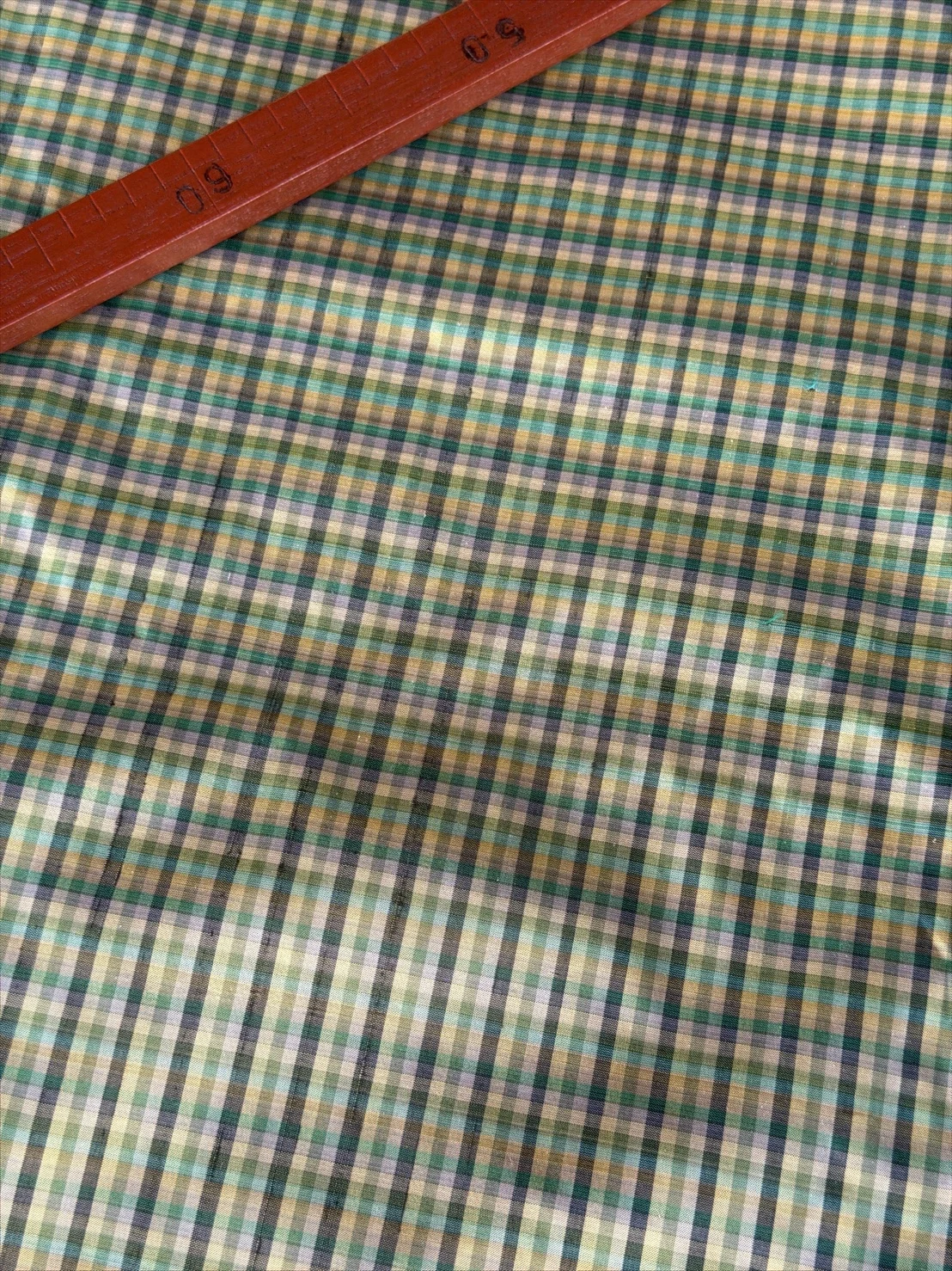 Silk Plaid, Smooth Weave, Black and Green