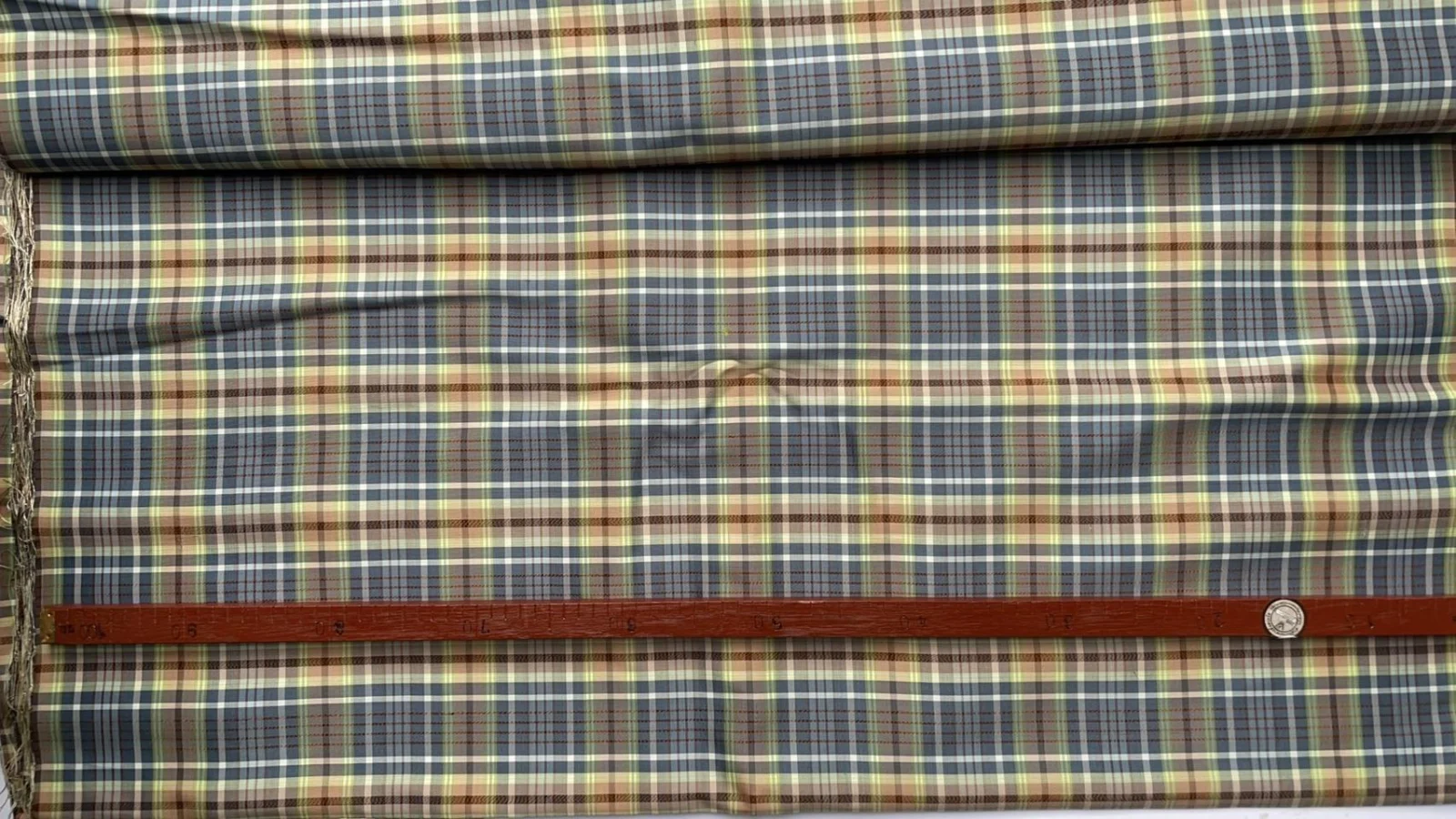 Silk Plaid, Smooth Weave, Grey and Green