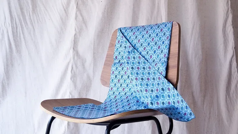 Printed Silk, Smooth Weave, 2-Ply, Elephant Print, Pale Blue