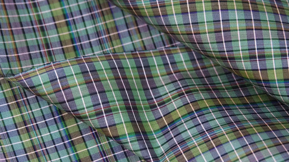 Silk Plaid, Soft Textured, Green and Purple