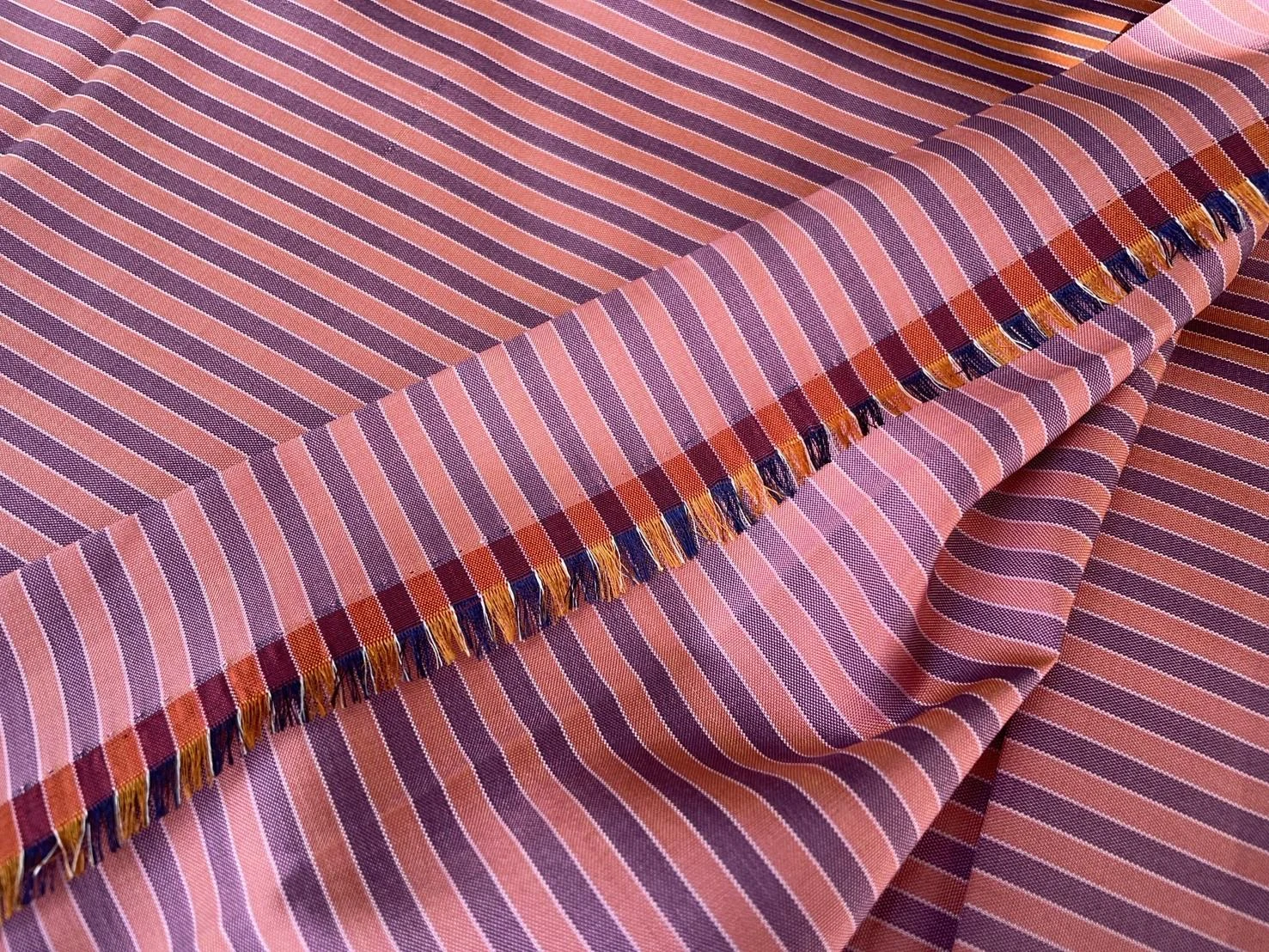 Silk Multicolour Stripe, Pink and Salmon Orange