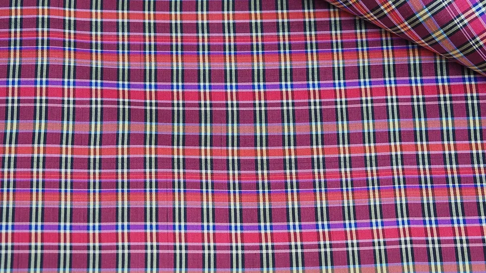 Silk Plaid, Smooth Weave, Red and Pink