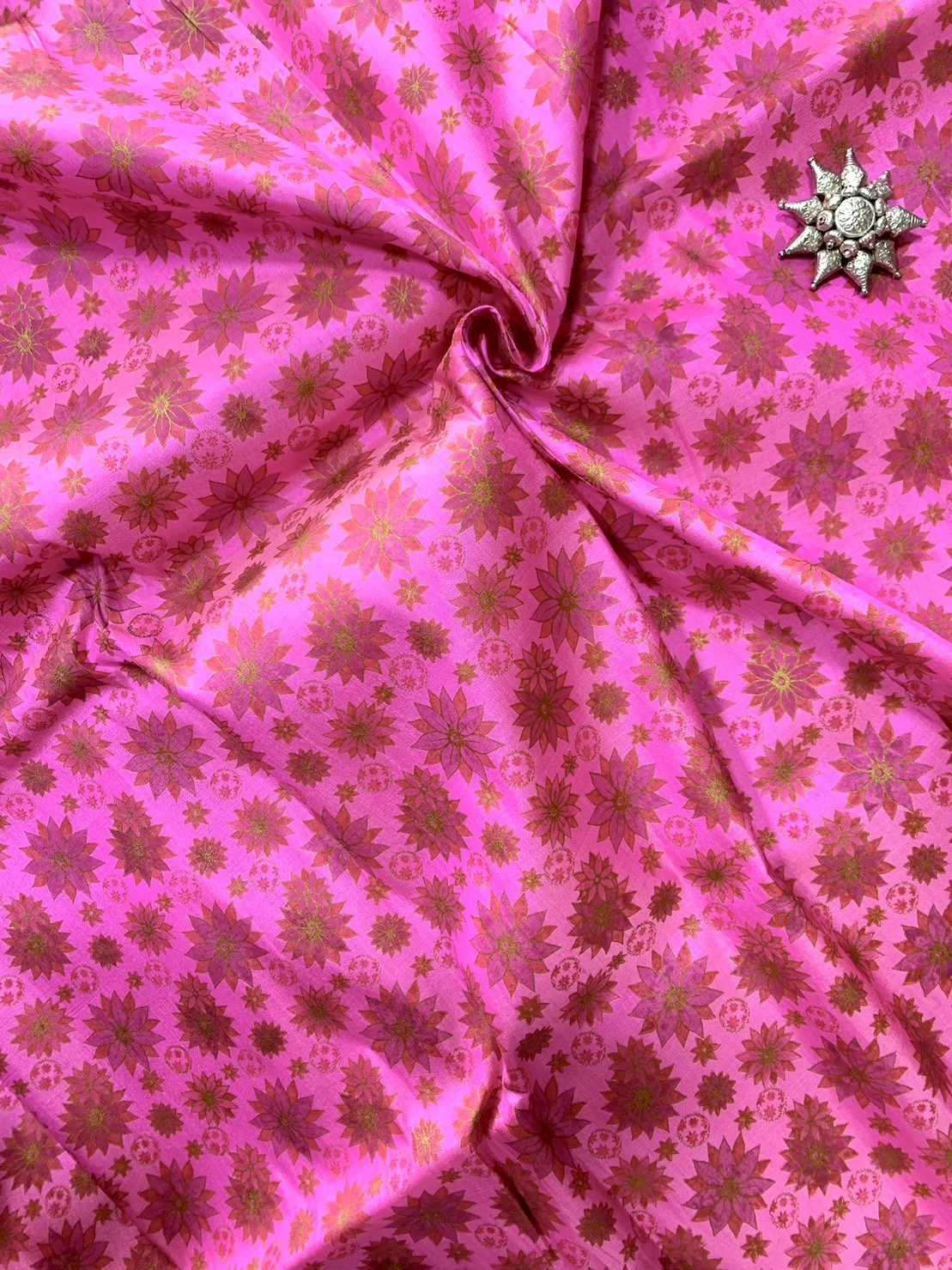 Printed Silk, Smooth Weave, Pink