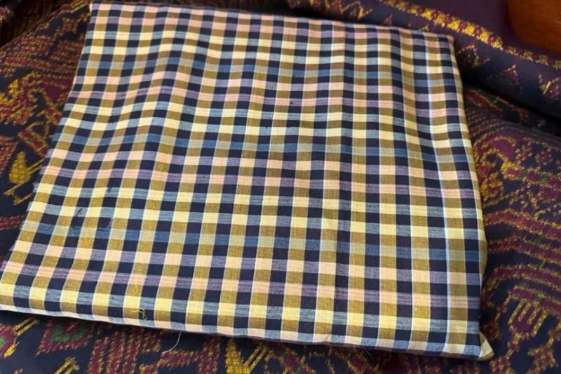 Silk Plaid, Soft Textured, Black and Yellow