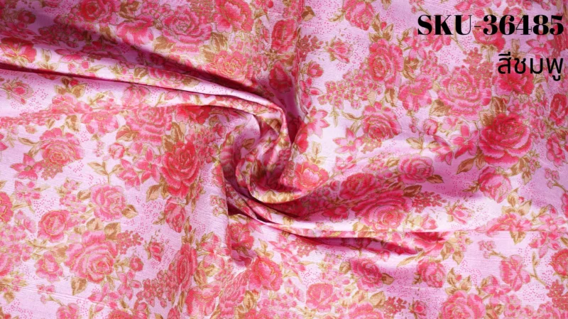 Printed Silk, Textured, Floral Print, Pink