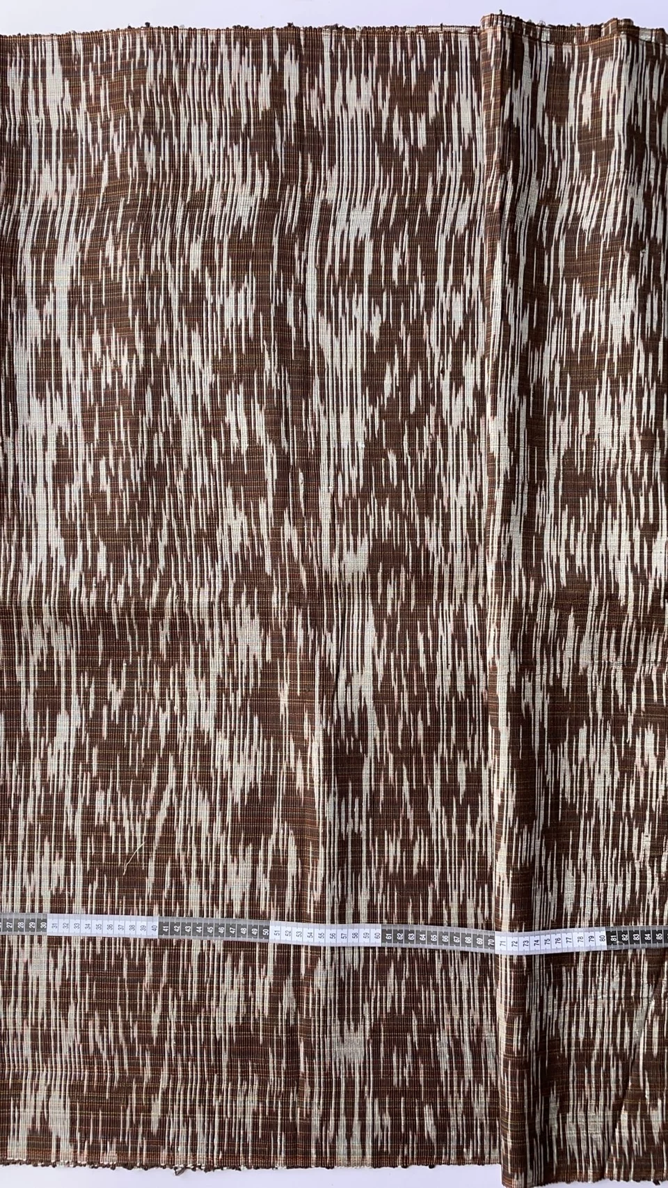 Contemporary Ikat Silk, Heavy Weight, Speckled Pattern, Dark Brown and White