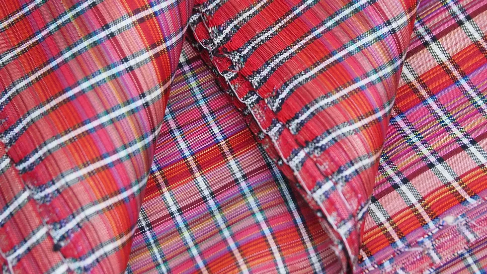 Silk Plaid, Smooth Weave, Red and Orange