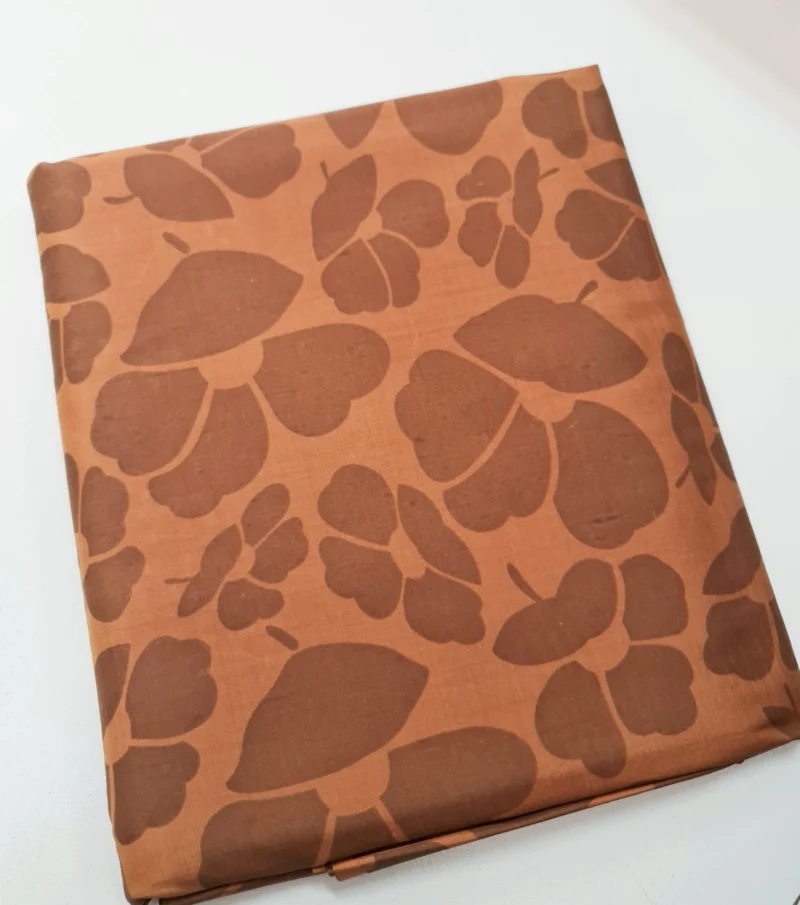 Printed Silk, Textured, Floral Print, Brown Ground