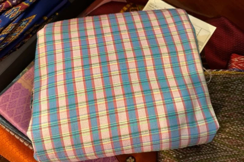 Silk Plaid, Smooth Weave, Soft, Light Blue and Cream Yellow