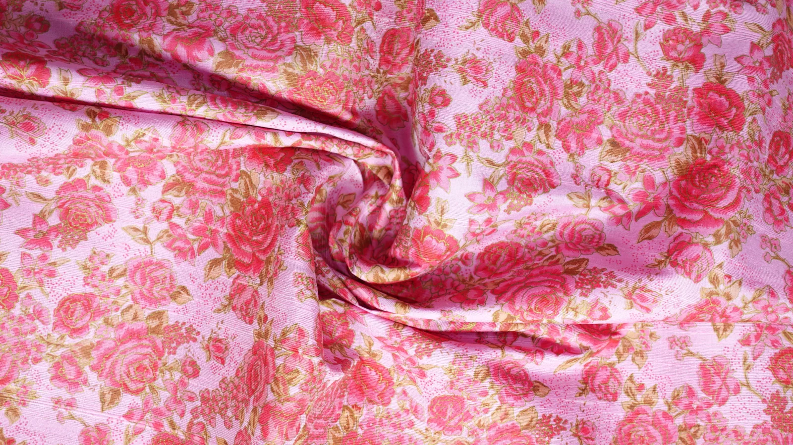 Printed Silk, Textured, Floral Print, Pink