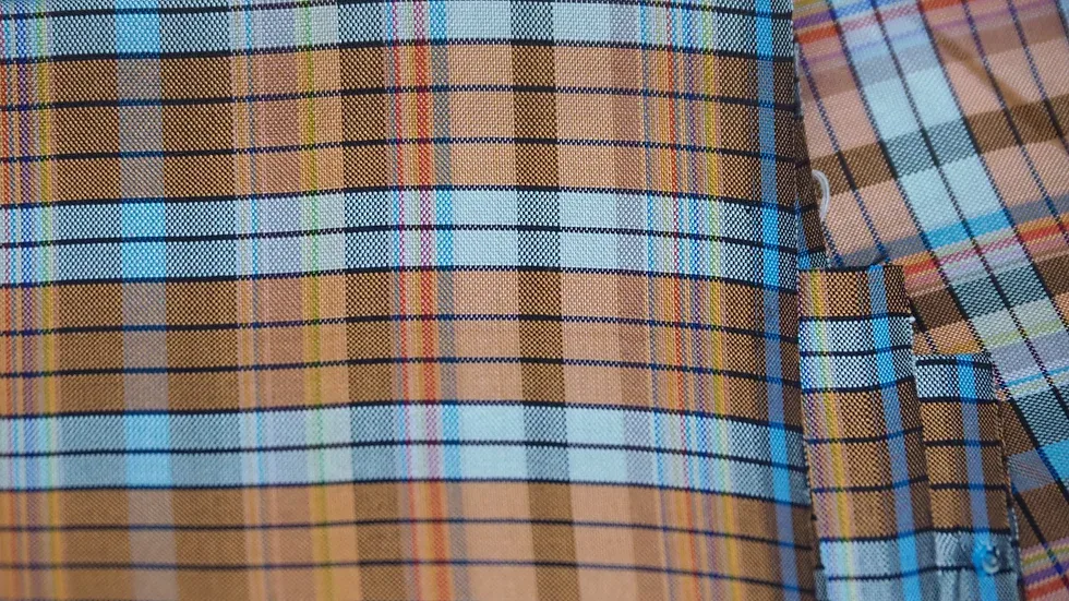 Silk Plaid, Soft Textured, Brown and Light Blue
