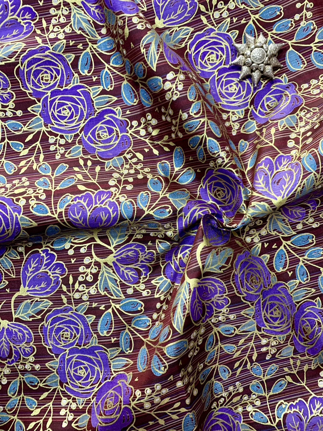 Printed Silk, Smooth Weave, Floral Print, Multicolour