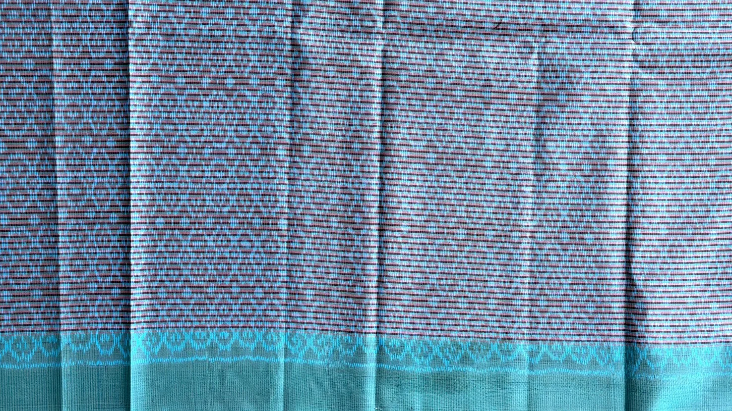 Ikat Silk, 2-Shaft, Squirrel-Tail Pattern, Turquoise